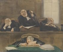GASTON HOFFMAN (1883-1969) French, Law Court Scene, coloured lithograph, numbered 31/350, signed,