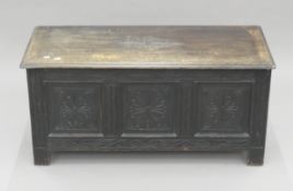 An early 20th century oak coffer. 104 cm wide.