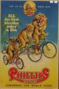 A vintage Phillips Bicycles advertising poster, framed and glazed. 84 x 58 cm overall.