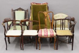A quantity of Victorian and later chairs. The largest 66 cm wide.
