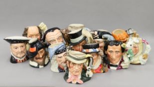 Thirteen Royal Doulton character jugs, including Captain Scott, Lewis Carroll, The Wizard etc.