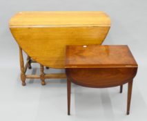 An oak gate leg table and a modern side table. The former 105 cm long.