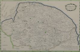 After ROBERT MORDEN, a map of Norfolk, framed and glazed. 39 x 48 cm overall.