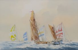 ALAN STARK, 'Yacht Race', watercolour, signed, framed and glazed. 28 x 44 cm.