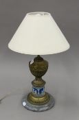 A Jasperware-mounted table lamp. 35 cm high.