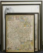 A 19th century map of the County of Huntingdon, a map of London, a map of the County of Northampton,