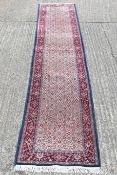 A handmade Persian Moud runner. 385 x 80 cm.
