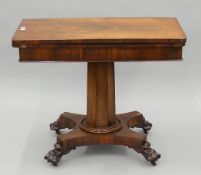 A 19th century rosewood card table. 92 cm wide.