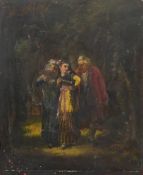 19TH CENTURY SCHOOL, 'Figures in a Forest Clearing', oil on panel and a Still Life of Fruit,