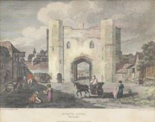 An antique print of The North Gate Yarmouth, framed and glazed. 11 x 14 cm.