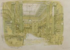 JOHN WARD, 'Library Interior', limited edition print numbered 2/100, signed, framed and glazed.