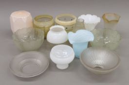 A box of glass shades. The largest 16 cm high.
