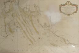An 18th century hand coloured map of the Mouth of the Thames and its entrances, framed and glazed.