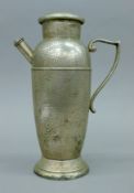 A vintage plated cocktail shaker, the lid with revolving menu. 29 cm high.
