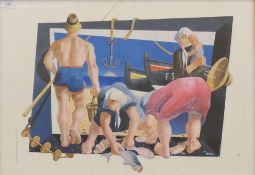 CESAR MANRIQUE (1919-1992) Spanish, 'La Pesca' and 'Vendimia', two prints, each framed and glazed.
