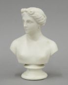 A small Victorian Parian bust of a woman. 17 cm high.