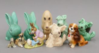 A quantity of various Sylvac, Beswick and Wade porcelain animals. The largest 14 cm high.