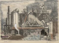 RICHARD GESSNER (1894-1989), German Industrial Scene, charcoal and chalk, framed and glazed.