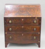 A 19th century mahogany bureau. 91 cm wide.