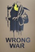 BANKSY After (born 1974) British (AR), Grim Reaper Wrong War, aerosol stencil on cardboard.