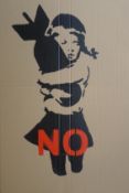 BANKSY After (born 1974) British (AR), Bomb Hugger, aerosol stencil on cardboard.