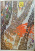A political poster 'Who Killed Peach Blair?' painted by Dan Jones 1979 for the Blair Peach memorial