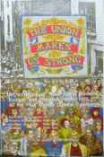 A political poster 'The Union Makes us Strong', promoting an exhibition of trade union banners,