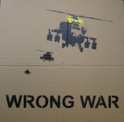 BANKSY After (born 1974) British (AR), Happy Chopper Wrong War, aerosol stencil on cardboard.