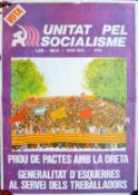 A political poster 'Vota Unitat pel Socialime' printed by Graficas Miralles, S A, Catalunya.