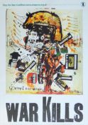 A political poster by Ralph Steadman produced by Stop the War Coalition, Poster No. 8, dated 2003.