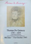 A poster promoting the Bicentenary Exhibition of the works of Thomas de Quincey 1785-1859 at Dove
