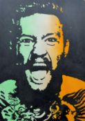 BLACKBURN, After KERWIN (Contemporary) Conor McGregor, initialled C S, acrylic on board. 84 x 60 cm.