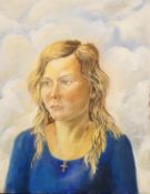 DENNIS LASCELLES, 'Female Portrait', oil on canvas board, signed, unframed. 45.5 x 35.5 cm.