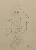 Nude Male with Flower, ink sketch, initialled WAS? and dated '76 together with Female Nude,