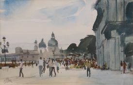 RON OLLEY, From the Corner of St Mark's (Venice), watercolour, signed, framed and glazed.