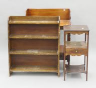 A 19th century mahogany bedside table, a bookcase and a Victorian mahogany washstand.