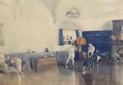WILLIAM RUSSELL FLINT, 'The Floor Polishers', print, framed and glazed. 23.5 x 34 cm.