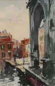 RON OLLEY, Venice Canal, watercolour, signed, framed and glazed.