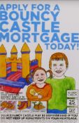 SPELLING MISTAKES COST LIVES (DARREN CULLEN), Banksy Dismaland Bouncy Castle Mortgage postcard,