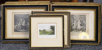 A collection of William Hogarth prints, etc, each framed and glazed. The largest 25.