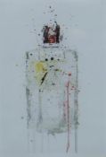 UNKNOWN (Contemporary) Gin and Dry Martini, two drip art prints, framed and glazed. Both 27 x 18 cm.