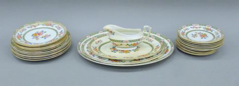 A Bridgwood Swansea pattern dinner set, retailed by Waring & Gillow Ltd. The tureens 24 cm wide.