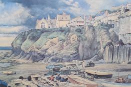 A 1960's Port Isaac Post Office print, framed and glazed. 62.5 x 88 cm overall.