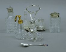 A silver-topped joined glass salt and pepper,