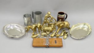 A quantity of various metalwares, etc. The tie press 25 cm long.
