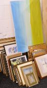 A quantity of pictures and prints. The largest 60.5 x 91.5 cm.