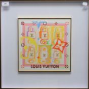 A Louis Vuitton embellished print, framed and glazed. 50 x 50 cm.