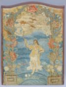 A 17th/18th century tapestry panel depicting Diana the Huntress, framed. 45 cm wide overall.