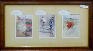 Two framed and glazed sets of vintage prints humorously depicting card games. 41.5 x 76 cm overall.