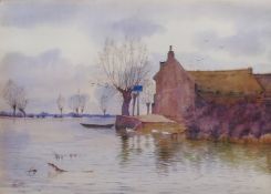 A FRASER, 'Ferry Boat Inn', print, framed and glazed. 27 x 37 cm.